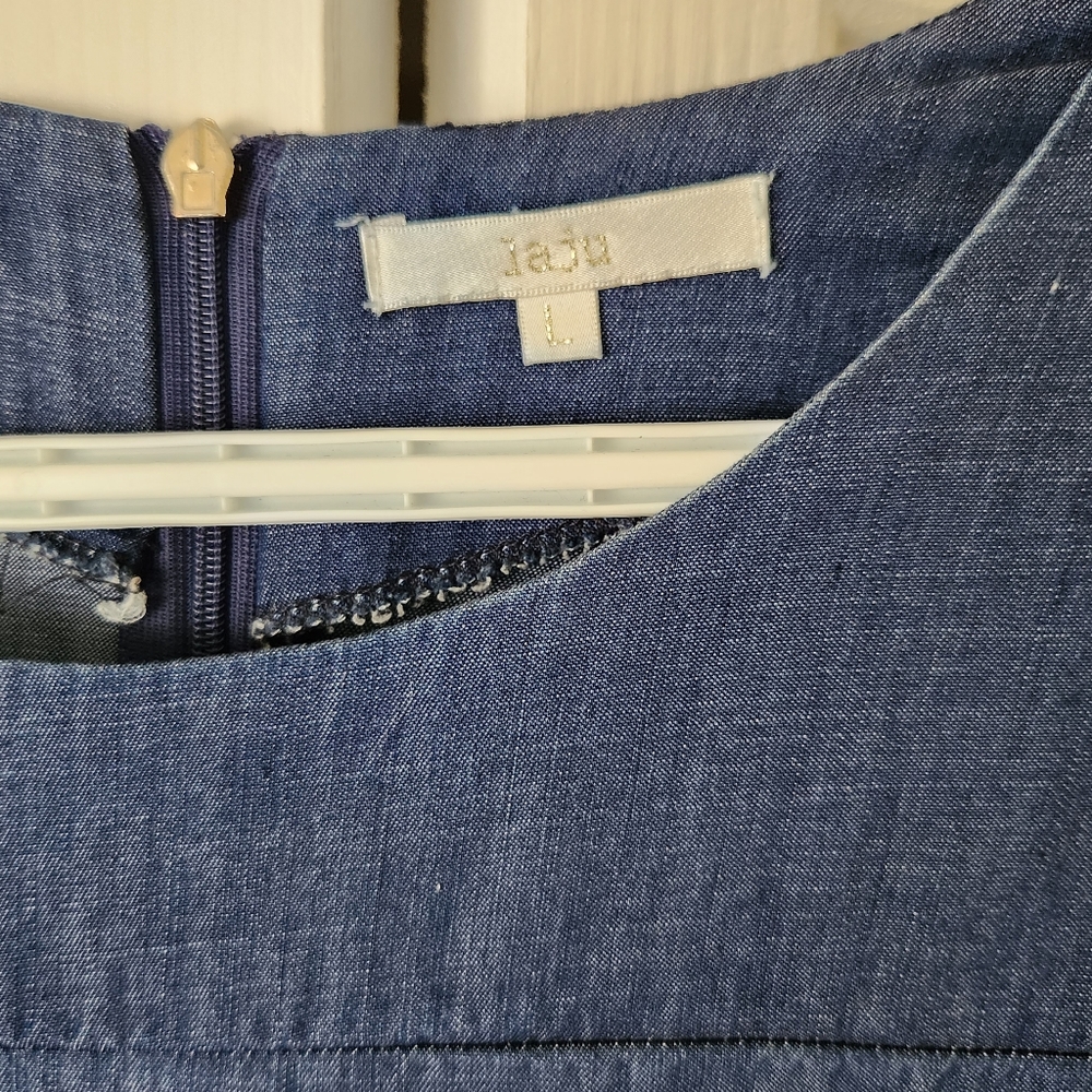 Blue Chambray Dress with Bell Sleeves - Picture 3 of 11